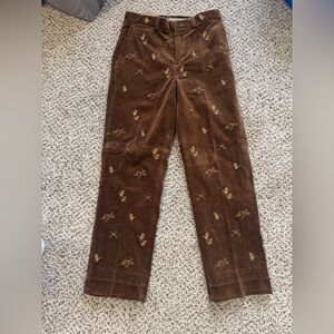 Ralph Lauren Brown Corduroy Pants with Leaf Pattern